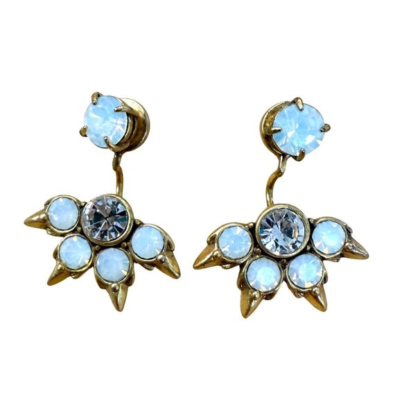 Stella & Dot Gold-Tone Crystal & Moonstone Spike Jacket Style Earrings - Picture 1 of 9